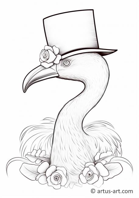 Flamingo in a Top Hat Coloring Page